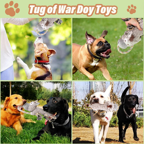 Large Squeaky Dog Toys for Aggressive Chewers, Interactive Tug of War Toys for Small, Medium, and Big Dogs