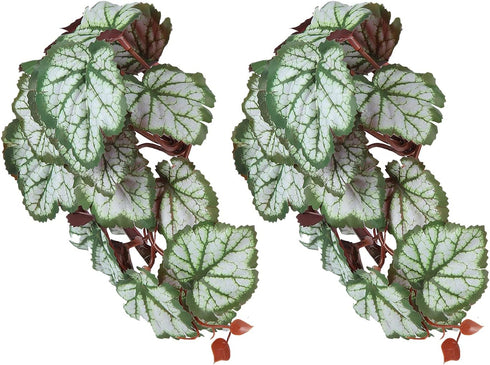 2Pcs Artificial Reptile Plant, Plastic Simulation Vine Aquarium Fish Leaves Decoration with Suction Cup