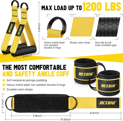 Heavy Exercise Bands Resistance Bands Set, 300lbs Fitness Workout Bands with Handles, Home Gym Equipment