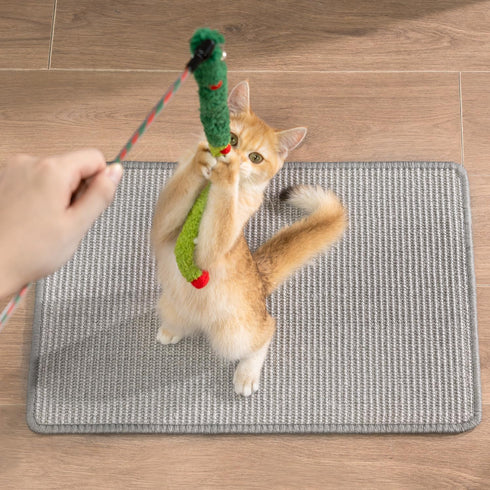 Conlun Cat Wand Toy - Interactive Teaser Wand with Plush Worm & Bell, Flexible Catcher Stick for Indoor Cats & Kitten
