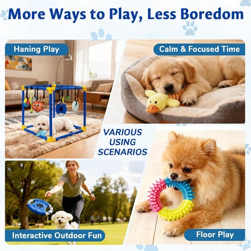 VYNALTIX 16 12 Toys+4 Puppy Play Gym with Toys, Removable Dog Enrichment Playground, Interactive Indoor Training