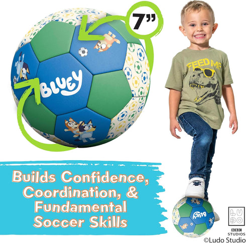7 Inch 3+ Soccer Ball for Kids Years Old, Ships Deflated, Bluey Jr