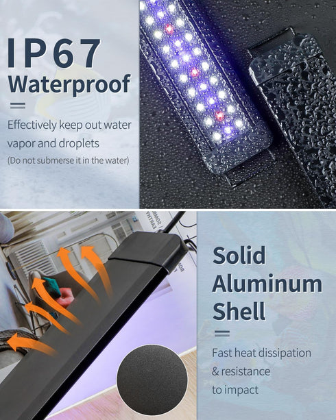 Pawfly12W Aquarium LED Light for 18 to 24 Inch Fish Tanks, Extendable with Full Spectrum Lights