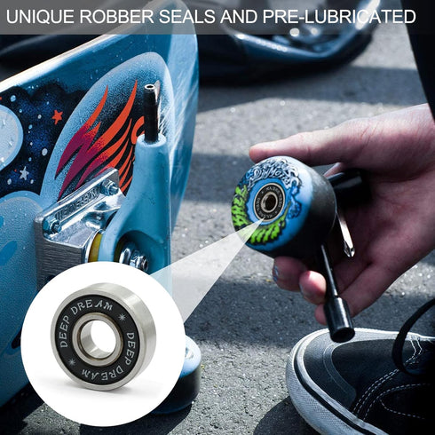 Premium 20Pcs 608rs Bearings Skateboard Bearings Longboard Bearings (8x22x7mm) - Double Rubber Sealed Deep Groove