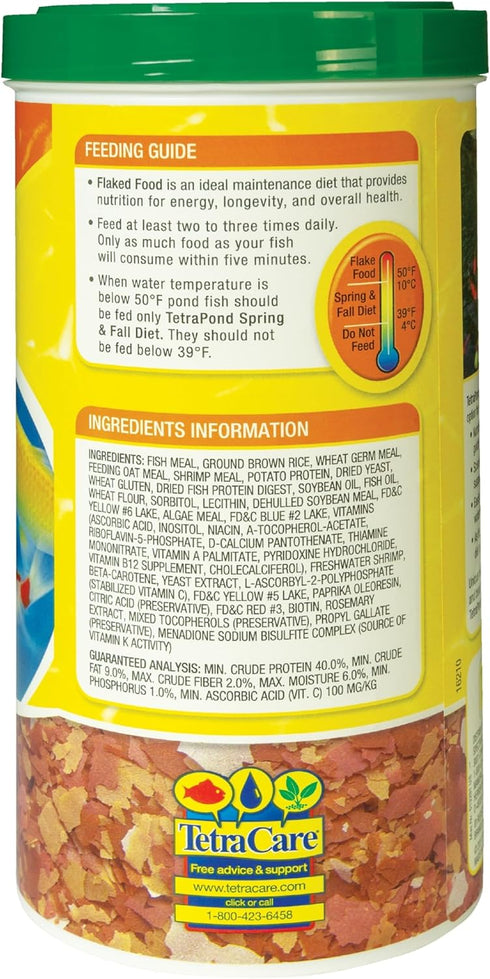 TetraPond Pond Flakes, 6.35 oz, Complete Nutrition for Smaller Pond Fish, Fish Food for Goldfish and Koi