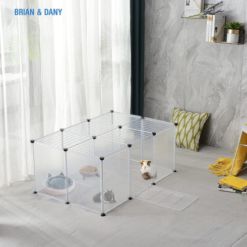 17.7 13.7 inches, 18 BRIAN & DANY Pet Plastic Playpen, Play Pen Indoor for Kitten, Hamster, Rabbit, Guinea Pig, Clear