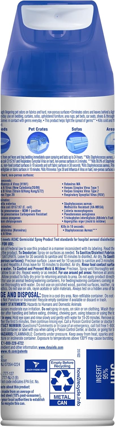 15oz (Pack 3) Lysol Pet Odor Eliminator Spray, Sanitizing and Disinfecting Spray for Pet Odors