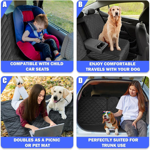 Yonktoo 60/40 61" Dog Car Seat Cover for Back Seat, Car Seat Cover Split Bench for Full-Size SUV, Pickup Truck, Big