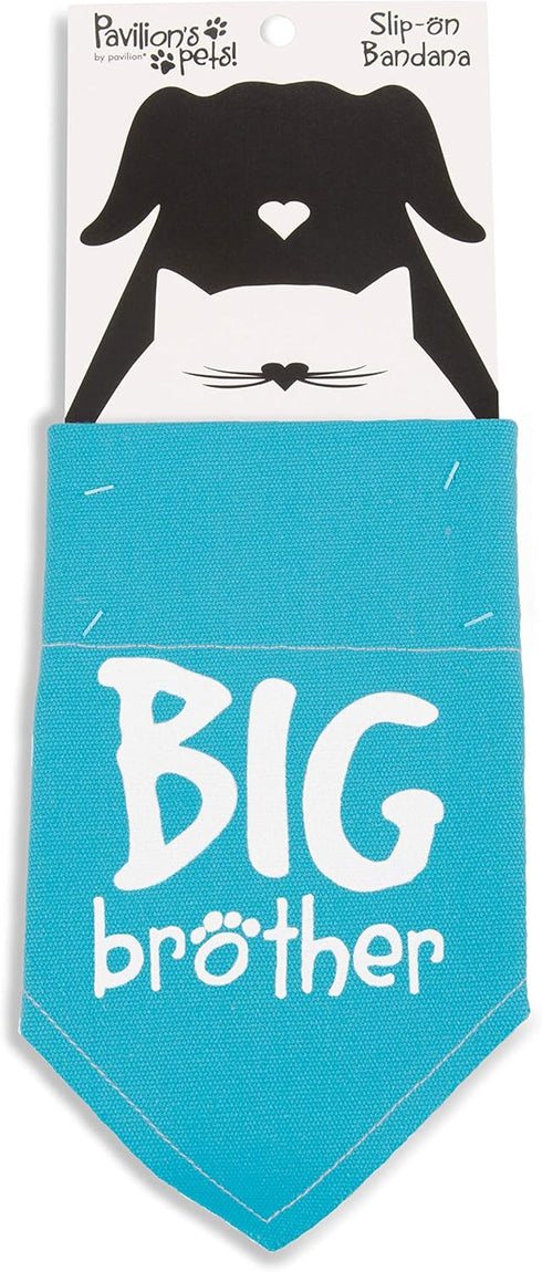 Pavilion Gift Company Big Brother Blue Paw Print Large Dog Slip on Collar Bandanna