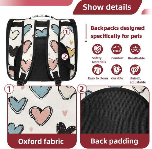 Seamless (1) Baby Pattern with Hearts Pet Carrier Airline Approved Pet Carrier Bag Dog Carrier for Small Medium Cats