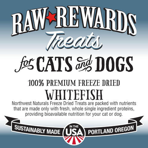 Northwest Naturals Raw Rewards Freeze-Dried Whitefish Treats for Dogs and Cats, 2.5 Oz - Healthy Pet Food