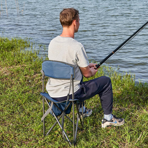 PORTAL Extra Large Quick-Folding Tripod Stool with Backrest - Ideal for Fishing and Camping