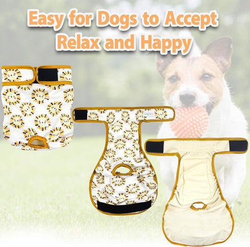 (3 Pack) Langsprit Washable Female Dog Diapers - No Leak Reusable Diapers for Doggy Female in Period - Highly Absorbent
