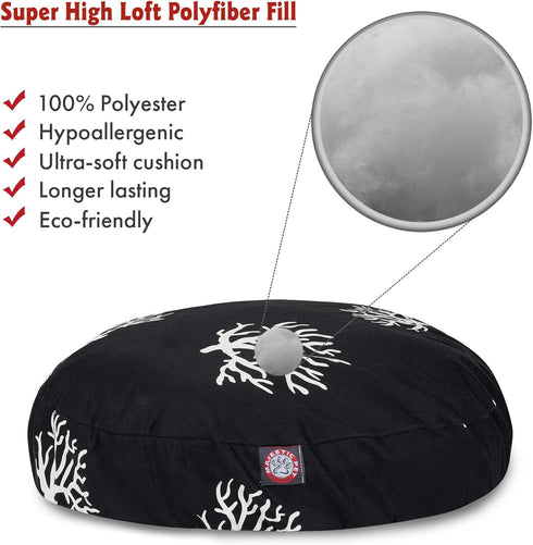 Black Coral Small Round Indoor Outdoor Pet Dog Bed, Removable Washable Cover by Majestic Pet Products