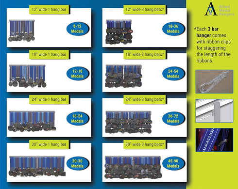 Hang Bar Only - Extension Bars, Multiple Variations Offered for Medal Award Holder Display Rack