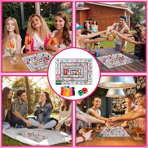 21+,2-8 Drinking Board Games for Adults Girls Night,Waterproof Leather Mat Drinking Games,Party Interactive Drinking