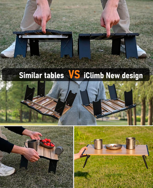 Compact Ultralight Beach Picnic Table - Folding Aluminum Design with Carry Bag, Size S