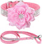 Elegant Fancy Soft Suede Leather Bling Rhinestone Pet Collar and Leash Combo Set, XX-Small, Pink