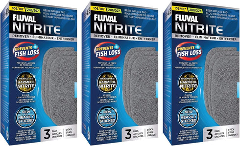 Fluval 9 Pack of Nitrite Remover Pads for 106/107 & 206/207 Aquarium Canister Filters