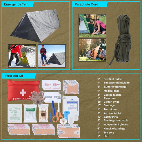 Dlmd 251pcs Survival Kit, Gifts for Christmas Men, Women, Emergency Survival Gear and Supplies Equipment, First Aid Kit