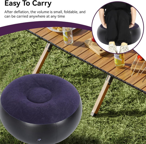 Gsycle 2PCS Inflatable Ottoman, Quick Inflation Portable Lightweight Stool Seat Camping Inflatable Outdoor Stool