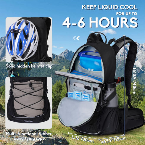 Hydration Backpack 3L Water Bladder, Insulation Daypack with Rain Cover for Cycling Hiking