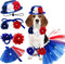 4PCS Pet Independence Day Costume, 4th of July Dog Tulle Dress Collar Flowers, Cute Tutu Skirt USA Patriotic Outfit
