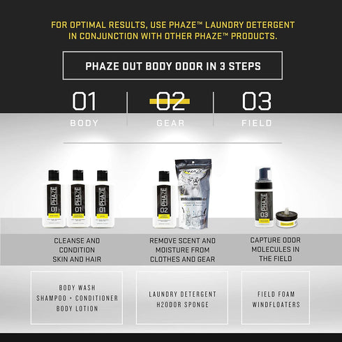 2 #1 8oz PhaZe Laundry Detergent - Deer Hunter's Scent Elimination & Scent Control System