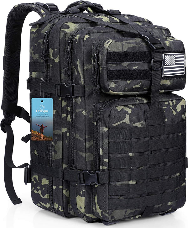 Prospo 40L Military Tactical Shoulder Backpack, Molle Bag Pack for Assault Survival, Fishing Tackle Storage