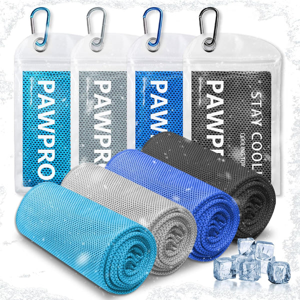PAWPRO 4 Packs Cooling Towels for Neck and Face, Soft Breathable Gym Towels