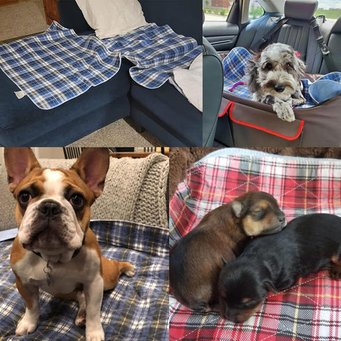 2 Pack 36"x 48" KOOLTAIL Reusable Puppy Pads, Washable Pee Pads for Dogs-Waterproof Non-Slip Plaid Puppy Training Pads