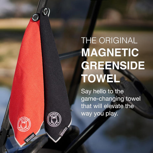 Ghost Golf Magnetic Towel (Greenside) - Premium Microfiber Towel with Magnet for Carts or Clubs - 18" x 18" (Red)