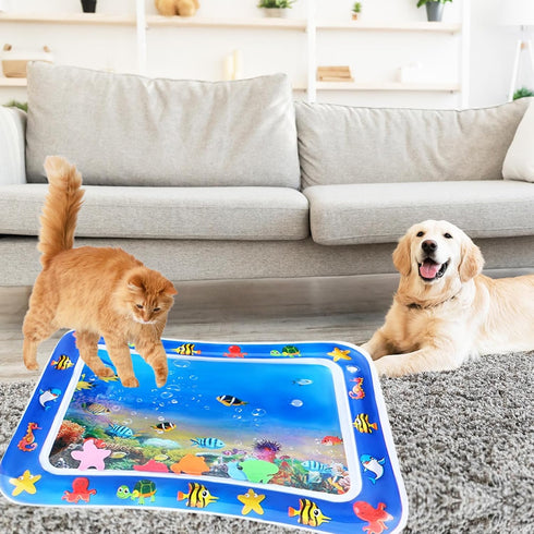 2 2mm PCS Large Thickened Cat Water Mat, Interactive Cat Sensor Play Mat for Indoor Cats to Exercise, Anti-Scratch Leak