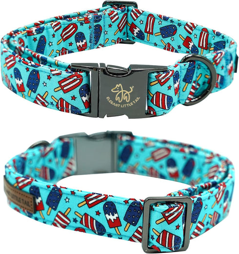 Elegant little tail Independence Day Dog Collar, Holiday Pet Collar with Bow, Durable Adjustable for X-Large Dogs