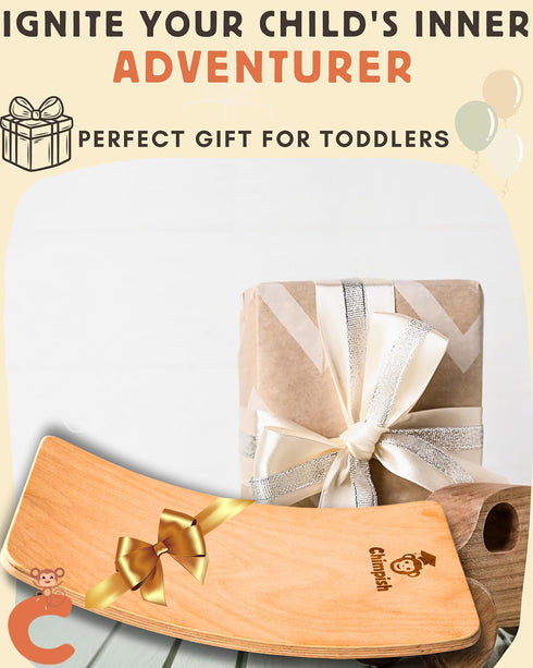 (17")) Toddler Balance Board - Wooden Wobble Board Toddler, Kids Wobble Board, Baby Balance Board (Small