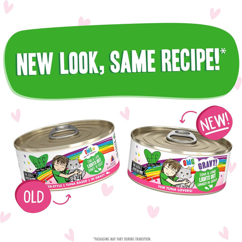 B.F.F. OMG - Best Feline Friend Oh My Gravy!, Tuna & Lamb Lights Out, 5.5oz Can (Pack of 8)