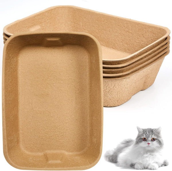 5 Pack Small Disposable Litter Kitten Box, Paper Cat Litter Tray for Indoor Outdoor Small Animals