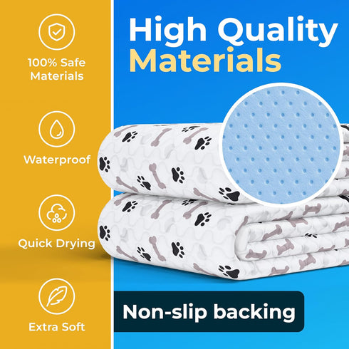 (Pack 2 48x48) GREEN LIFESTYLE Washable Pee Pads for Dogs - Waterproof Reusable Puppy Pads with Anti-Slip Backing, Pet