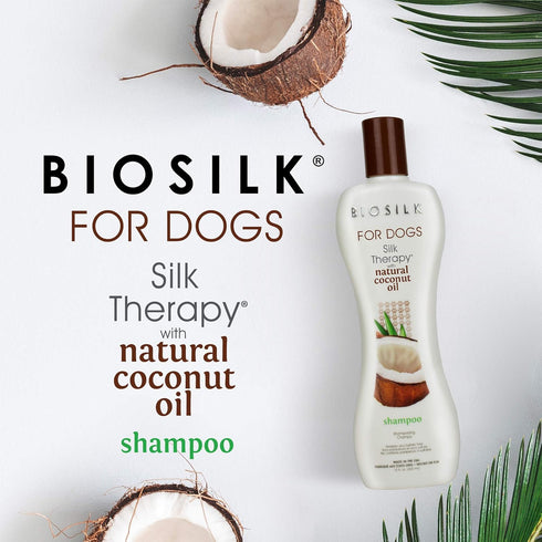 BioSilk for Dogs Silk Therapy Shampoo - Natural Coconut Oil Shampoo, 12 Fl Oz, Made in The USA, Beige
