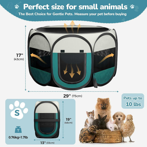 Foldable Puppy Playpen Indoor for Cat - Portable Cats Dogs Kennel Pop Up Cat Playpen for Small Pets Kitten Outdoor