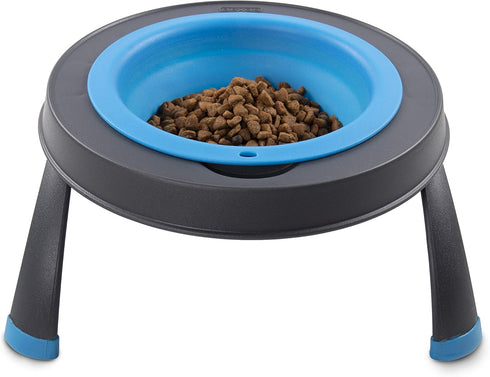 Dexas Pets Single Elevated Pet Feeder, 4 Cup Capacity, Pro Blue