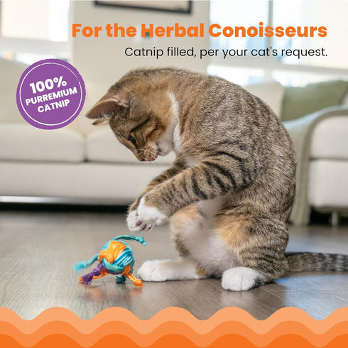 Catstages Catnip Tons of Tails Interactive Catnip Dental Chew Toy for Cats with Rope, Ribbon & Cotton for Batting
