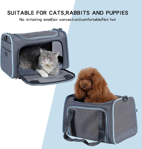 A4Pet Airline Approved Cat Carrier, Removable Soft-Sided Portable Travel Carrier for Kittens, Puppies, and Rabbits
