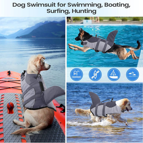 Dog Life Jacket, Large Size, Reflective Lifesaver Vest for Swimming & Boating, High Buoyancy with Rescue Handle