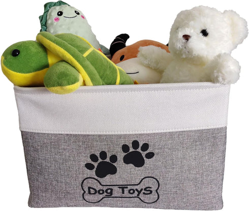 Dog Toy Basket | Collapsible Toy Box with Handles | Foldable Dog Toy Bin for Pet Accessories