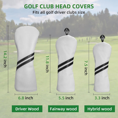 Golf Club Head Covers Set, 4pcs or 1pc Golf Accessories for Woods and Driver Fairway Hybrids
