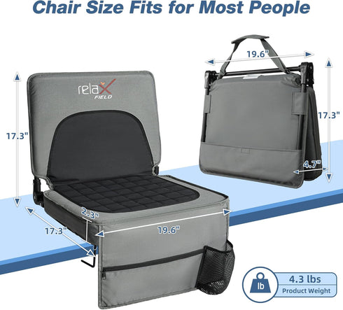 Stadium Seats with Back Support and Cushion, Folding Stadium Chair Includes Shoulder Strap and Cup Holder, Portable