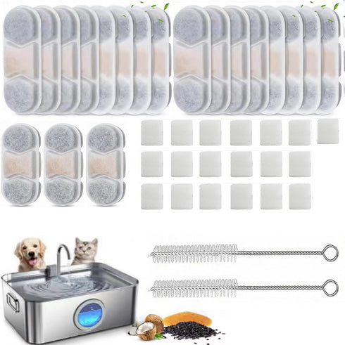 50 PCS/Set Dog Fountain Filter Replacement for Zuqqony DYSJ0112L/3.2Gal Water Fountain, Dog