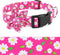 Daisy Pink Dog Collar with Flower Bow, Cute Floral Collars for Small Medium Large Dogs, Hot Pink Options