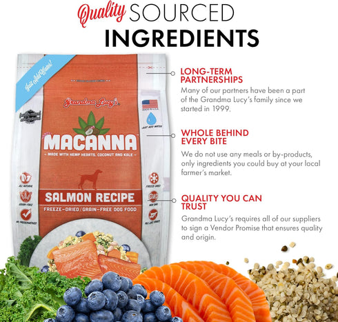 Grandma Lucy's Macanna Freeze Dried Grain Free Salmon Recipe Dog Food, 1 lb, Model Number: 884308721252